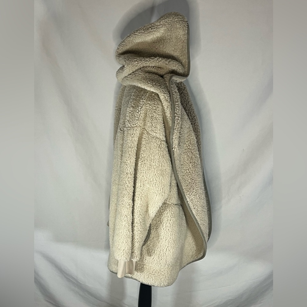 Carbon2Cobalt Women’s Sherpa Hoodie Jacket Beige Open Front Fleece Cardigan S/M - Picture 5 of 8